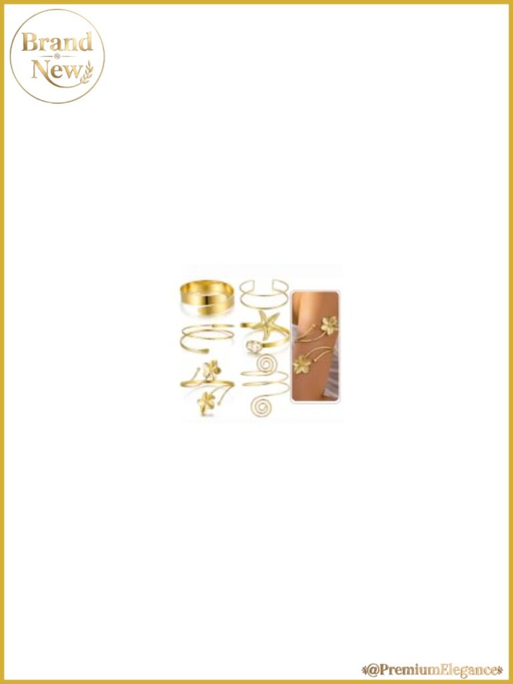 6PCS Gold Arm Cuff Bracelets Set for Women, Boho Statement Upper Arm Bangle,